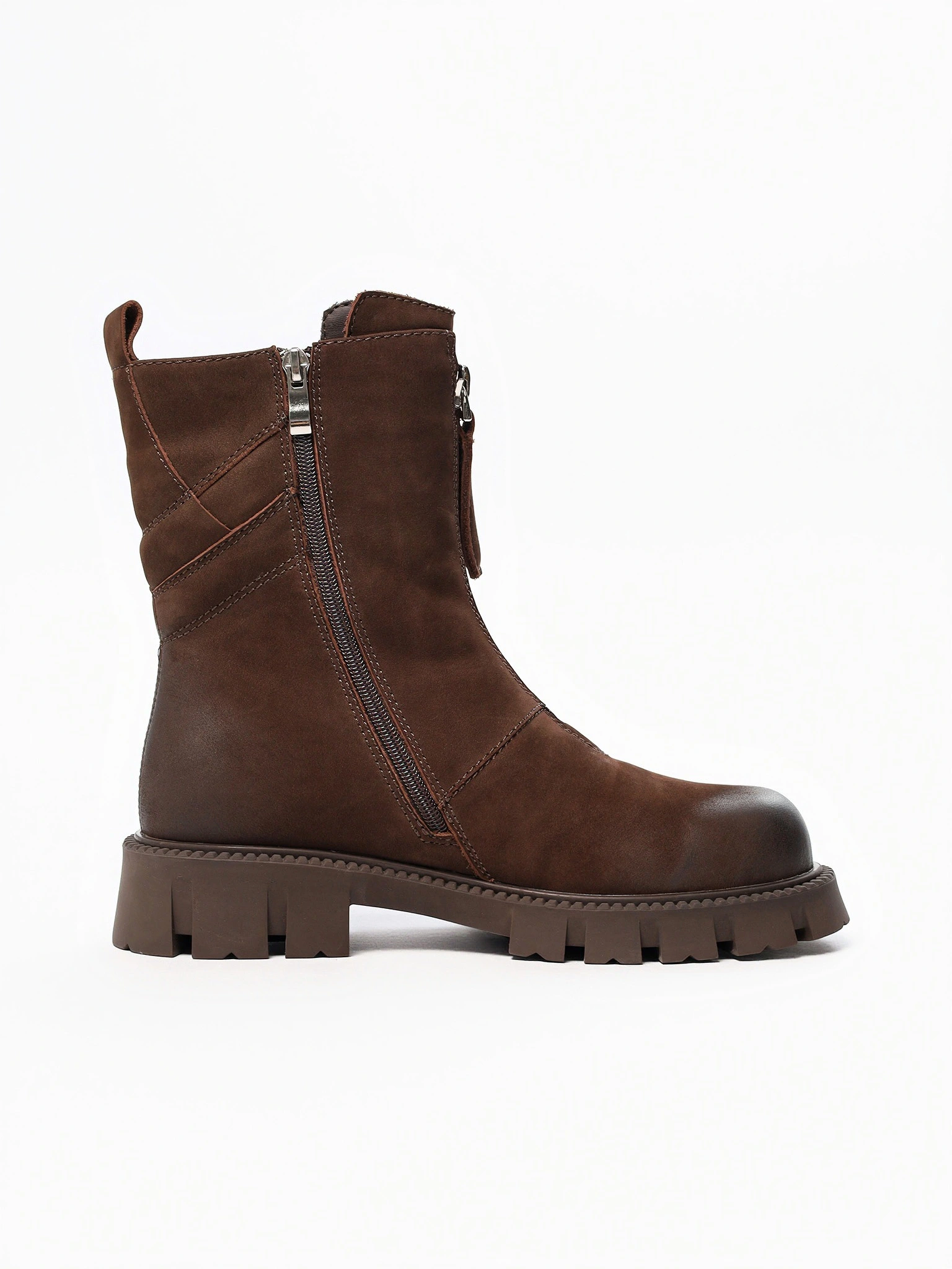 Ботинки коричневого цвета с декоративной молнией спереди